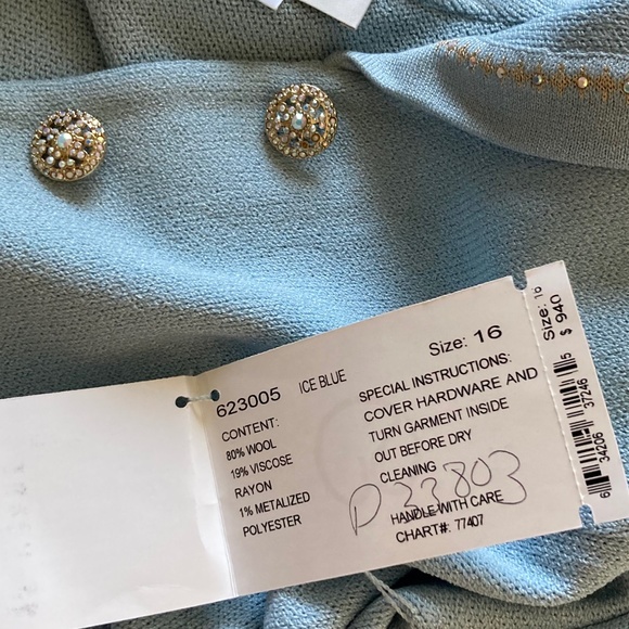 NWT - ST JOHN EVENING Crystal Embelished Knit Jacket & Ivory Skirt Size 16 - Picture 9 of 11